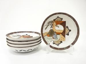 九谷焼　色絵　平安人物　小皿　5客揃